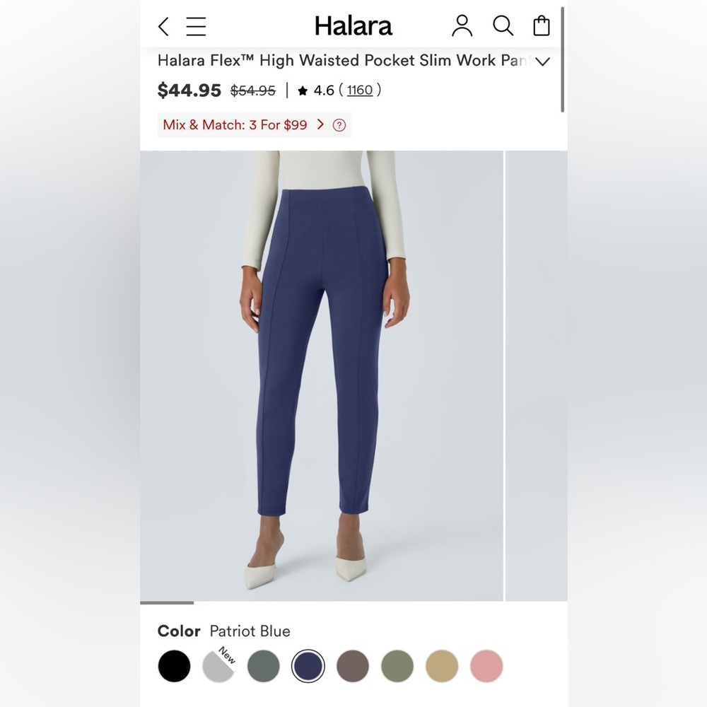 HALARA Women's Ankle Pants in Patriot Blue